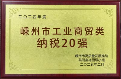2024年度嵊州市工业商贸类纳税20强